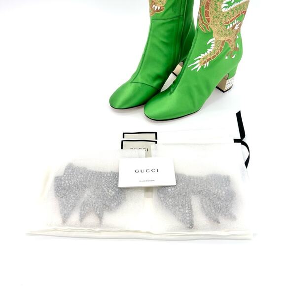 NEW Gucci Candy Dragon Embroidered Bow Crystal Embellished Knee High Boots 37.5 - Picture 8 of 10